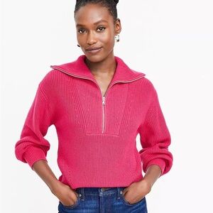 LOFT Ribbed Half-Zip Sweater
